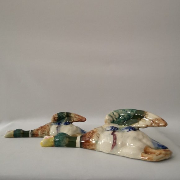Made in Occupied Japan Wall Decor Vintage Set Of 2 Ceramic Duck Wall Pockets Vases Made In
